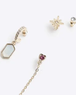 River Island Gold Star and Opal Ear Stack Multipack< Jewellery