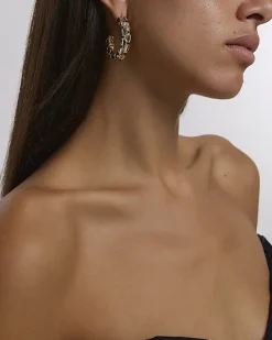 River Island Gold Stud Hoop Earrings< Jewellery