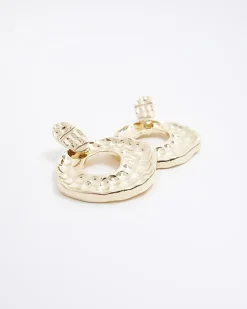 River Island Gold textured circle drop earrings< Jewellery