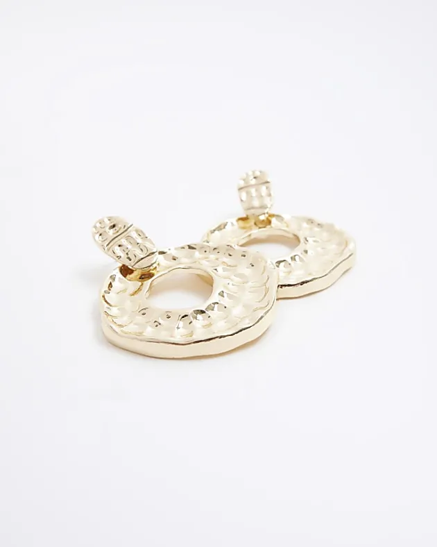 River Island Gold textured circle drop earrings< Jewellery