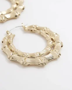 River Island Gold textured hoop earrings< Jewellery