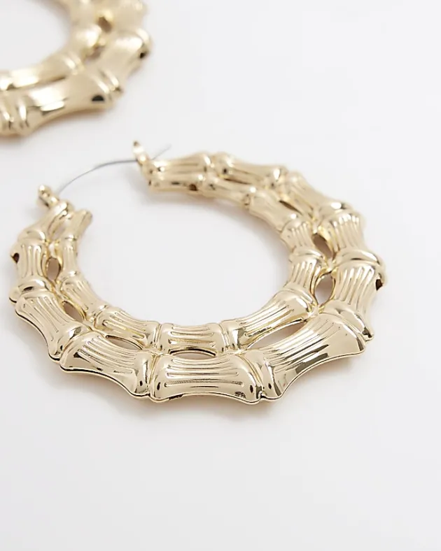River Island Gold textured hoop earrings< Jewellery
