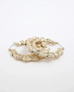 River Island Gold textured hoop earrings< Jewellery