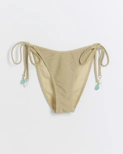 River Island Gold tie side brief bikini bottoms< Swimwear & Beachwear
