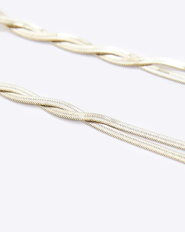 River Island Gold Twist Chain Earrings< Jewellery