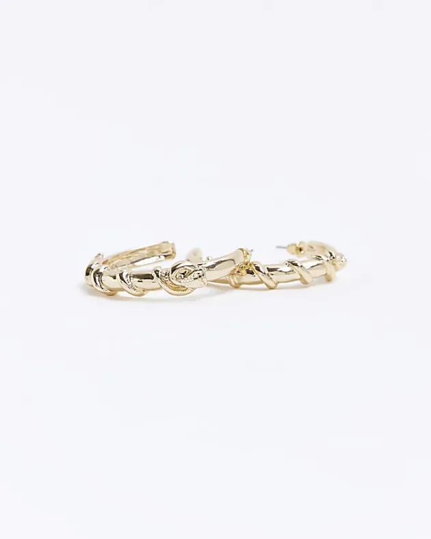 River Island Gold twist hoop earrings< Jewellery