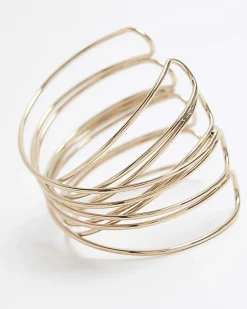River Island Gold Wire Cuff Bracelet< Jewellery