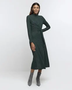 River Island glitter knot bodycon midi dress< Dresses