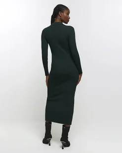 River Island knit zip bodycon midi dress< Dresses