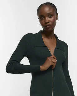 River Island knit zip bodycon midi dress< Dresses