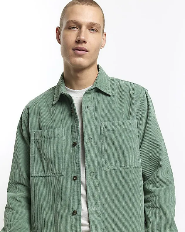 River Island regular fit corduroy overshirt< Shirts