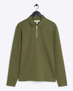 River Island regular fit half zip polo< Polo Shirts