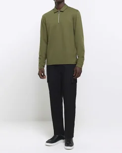 River Island regular fit half zip polo< Polo Shirts