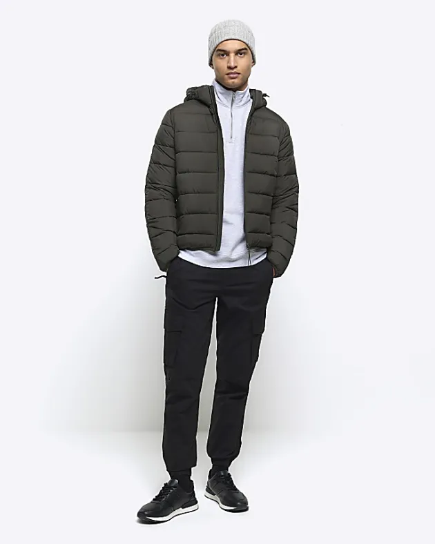 River Island regular fit hooded puffer jacket< Essentials