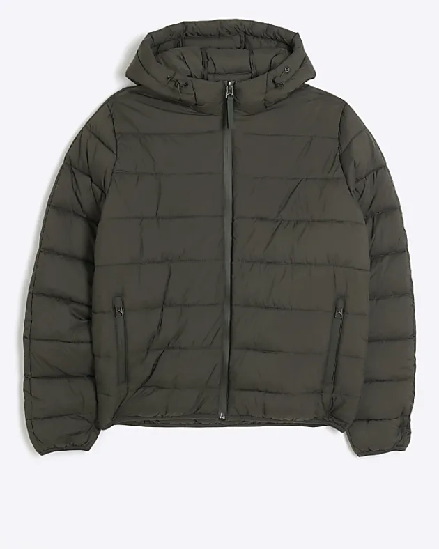 River Island regular fit hooded puffer jacket< Essentials