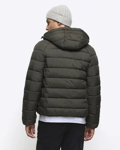River Island regular fit hooded puffer jacket< Essentials