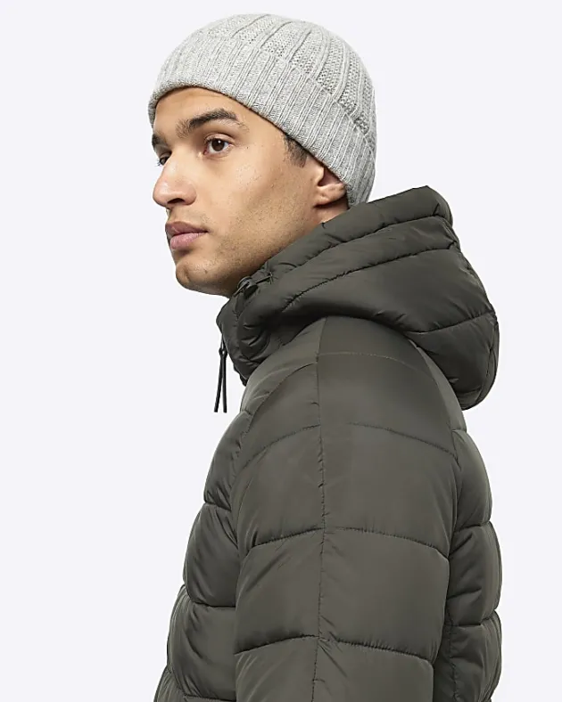 River Island regular fit hooded puffer jacket< Essentials