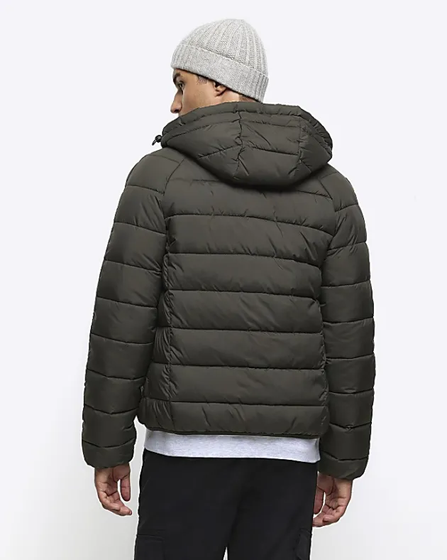 River Island regular fit hooded puffer jacket< Essentials