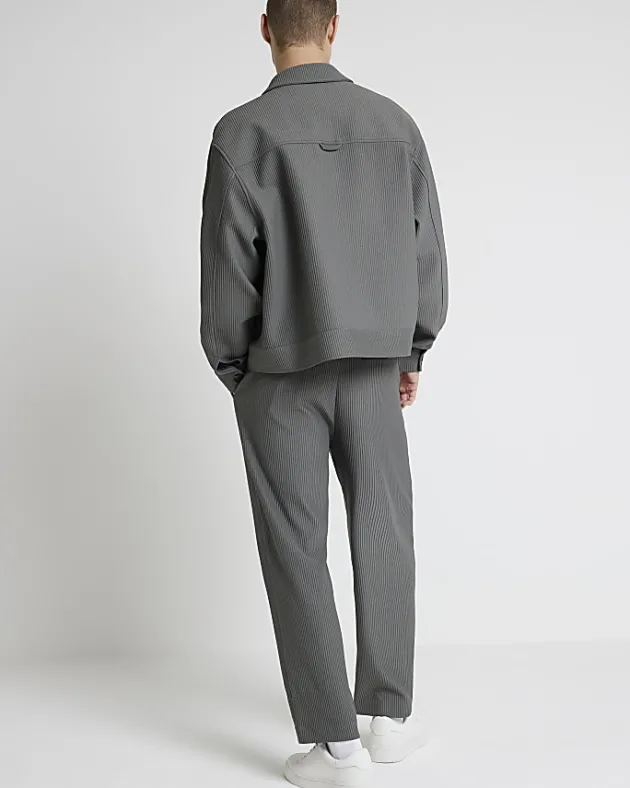 River Island regular fit plisse Harrington jacket< Matching Sets