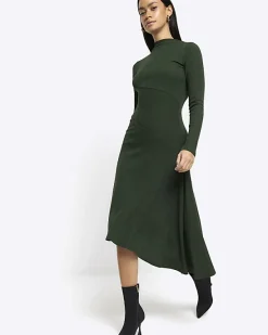 River Island rib asymmetric bodycon midi dress< Dresses