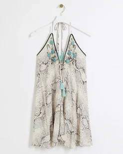 River Island animal print plunge beach mini dress< Swimwear & Beachwear