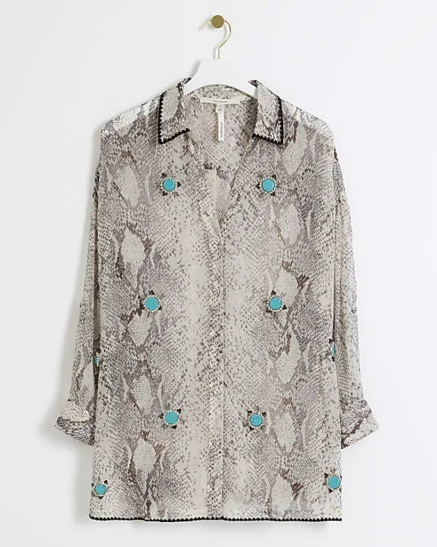 River Island animal print sheer beach shirt< Swimwear & Beachwear