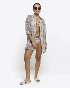 River Island animal print sheer beach shirt< Swimwear & Beachwear
