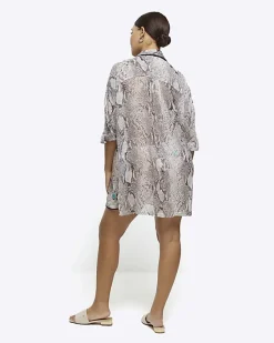 River Island animal print sheer beach shirt< Swimwear & Beachwear