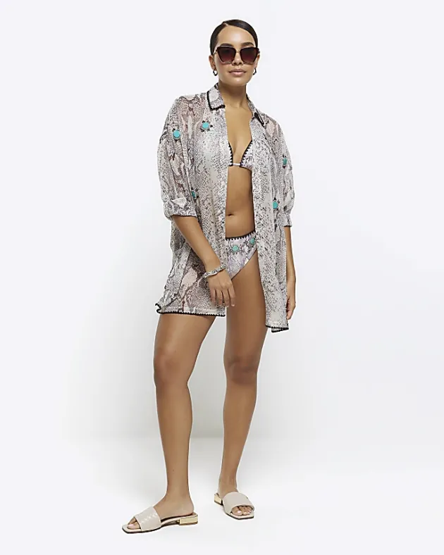 River Island animal print sheer beach shirt< Swimwear & Beachwear