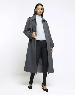 River Island belted longline trench coat< Coats & Jackets