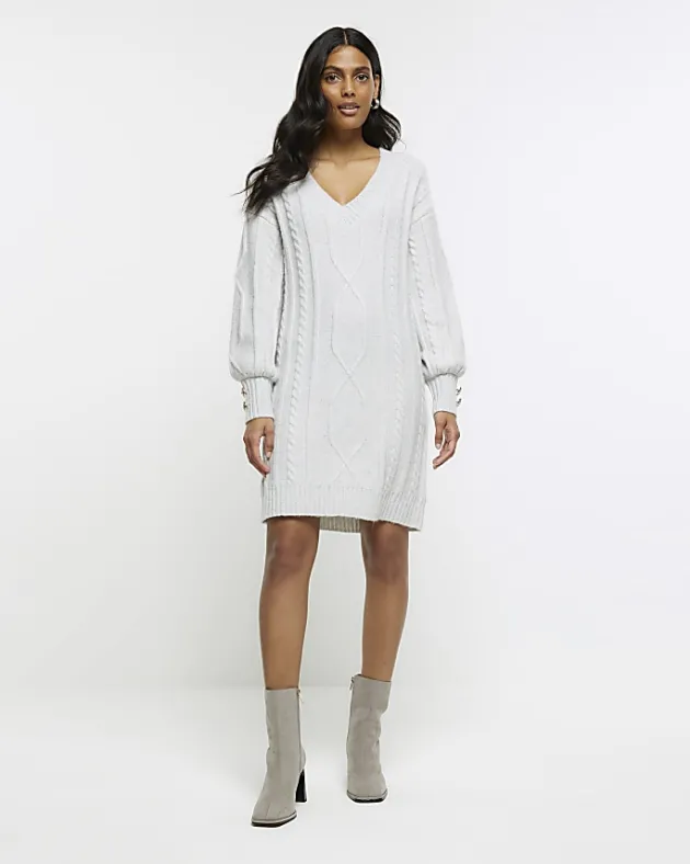 River Island cable knit jumper mini dress< Dresses