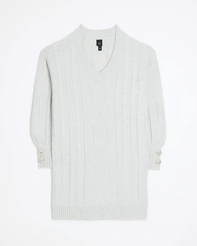 River Island cable knit jumper mini dress< Dresses