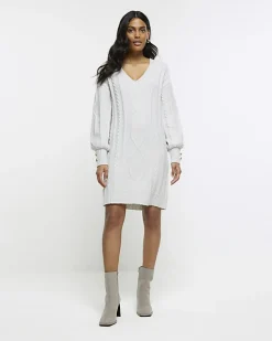 River Island cable knit jumper mini dress< Dresses