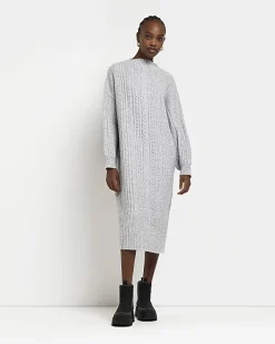 River Island cable knit jumper midi dress< Dresses