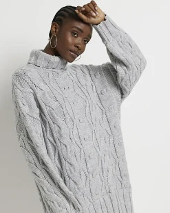 River Island cable knit mini jumper shirt dress< Dresses