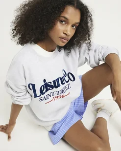 River Island embossed graphic sweatshirt< Loungewear