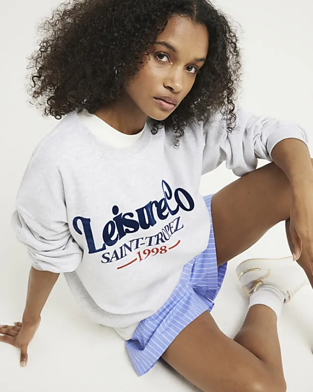 River Island embossed graphic sweatshirt< Loungewear