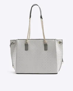 River Island embossed monogram chain tote bag< Bags, Purses & Luggage