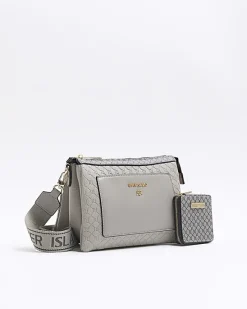 River Island embossed RI cross body bag< Bags, Purses & Luggage
