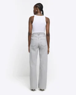 River Island faded high waist relaxed straight jeans< Jeans