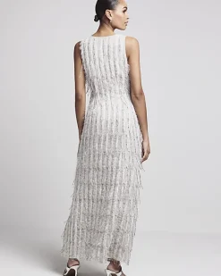 River Island fringe embellished bodycon maxi dress< Dresses
