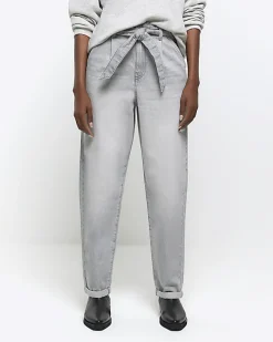 River Island high waisted belted tapered jeans< Jeans