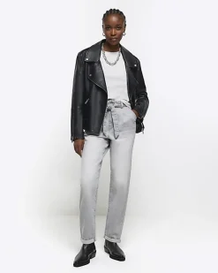 River Island high waisted belted tapered jeans< Jeans