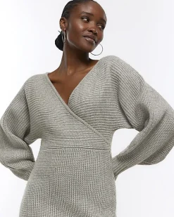 River Island knit wrap jumper midi dress< Dresses