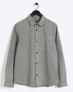River Island regular fit chest pocket shirt< Shirts