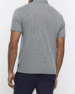 River Island regular fit Herringbone half zip polo< Polo Shirts