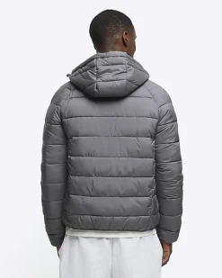 River Island regular fit hooded puffer jacket< Essentials