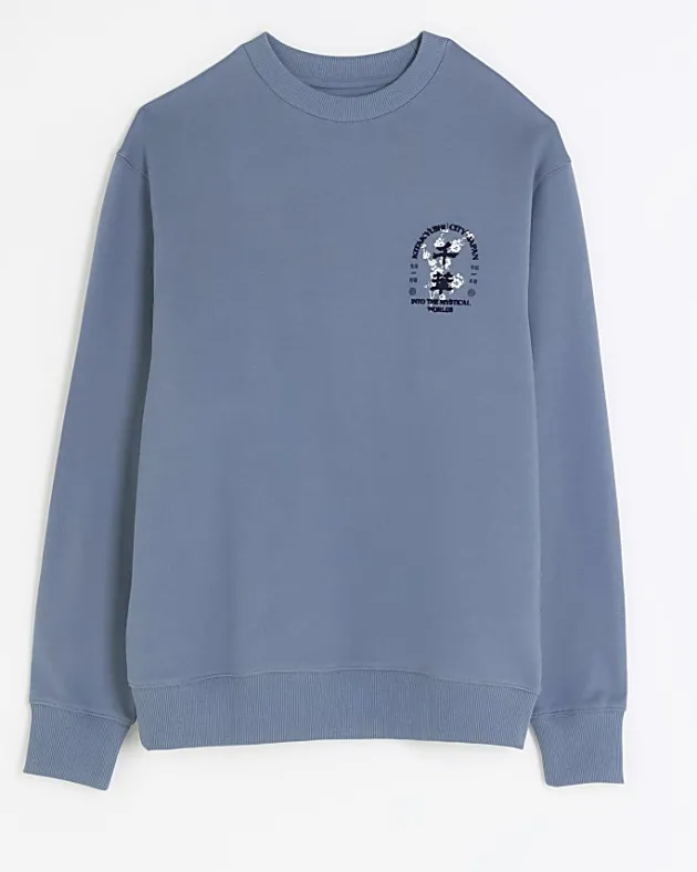 River Island regular fit Japanese graphic sweatshirt< Hoodies & Sweatshirts