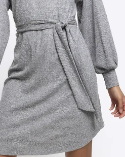 River Island rib belted jumper mini dress< Dresses