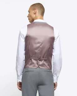 River Island Skinny fit twill suit waistcoat< Suits